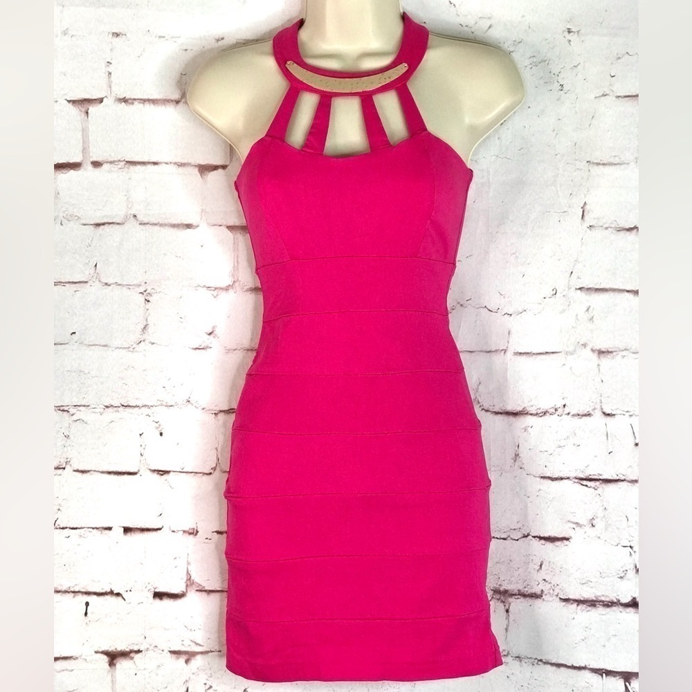 BarbieCore Y2K Hot Pink Bandage Body Con Minidress Size Small - Picture 7 of 15